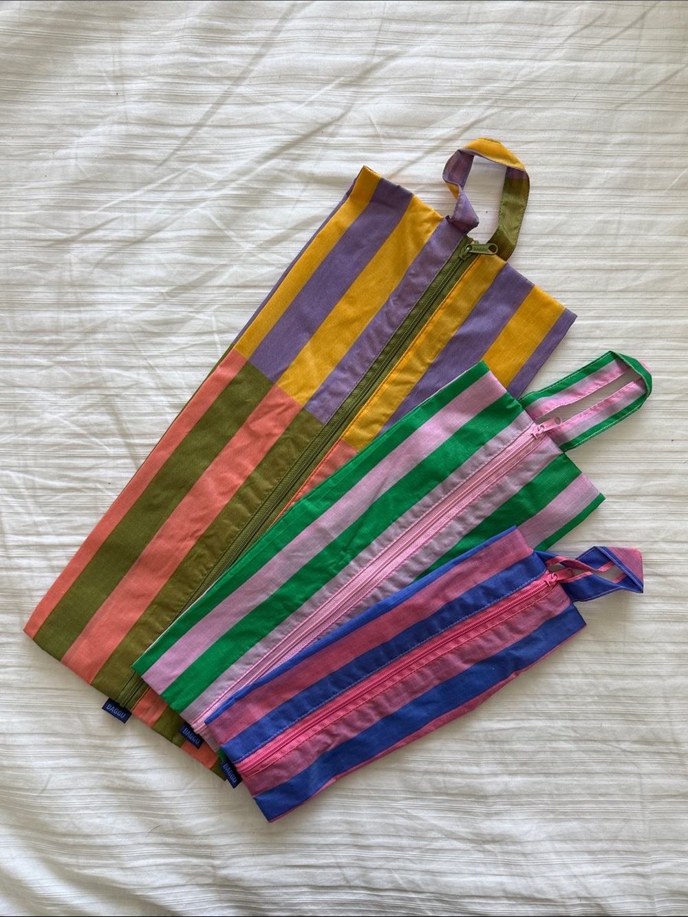 BAGGU 3D Zip Pouches - Awning Stripes